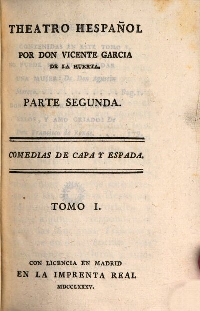 Theatro Hespañol, 2,1. Comedias De Capa Y Espada ; 1
