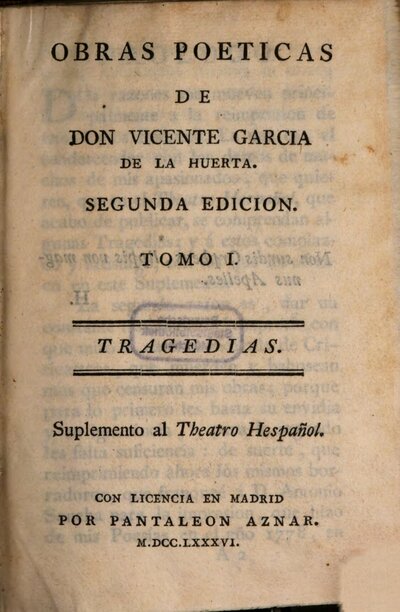 Theatro Hespañol, 5,1. Tragedias : Suplemento al Theatro Hespañol