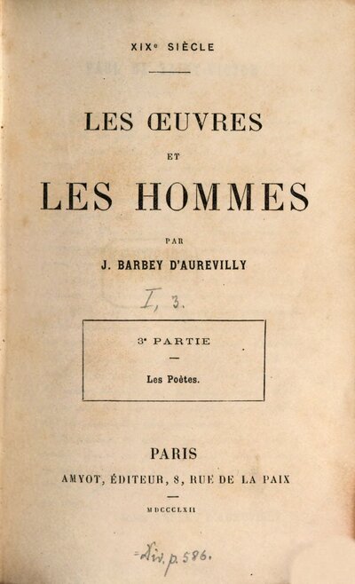 Les oeuvres et les hommes : XIXe siècle, 3. Les poètes