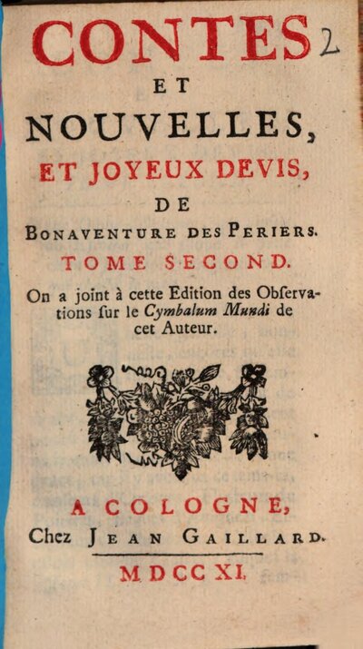 Contes Et Nouvelles Et Joyeux Devis, 2