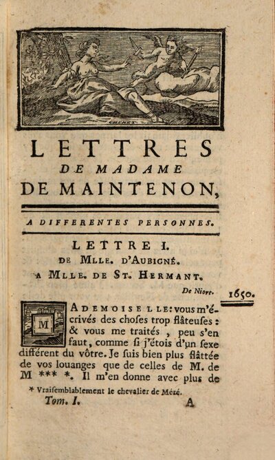 Lettres De Madame De Maintenon, 1. A Diverses Personnes. A M. D'Aubigné, Son Frere. Et A Monsieur Et A Madame De Villette