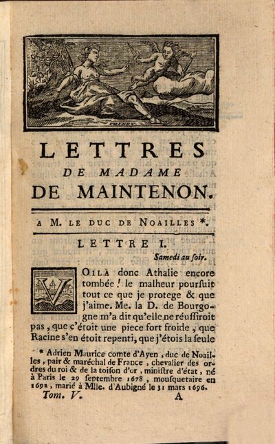 Lettres De Madame De Maintenon, 5. A Monsieur Le Duc De Noailles Et A Diverses Personnes