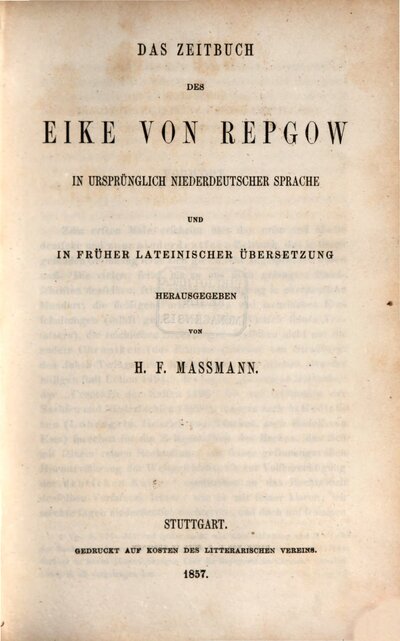 Das Zeitbuch des Eike von Repgow