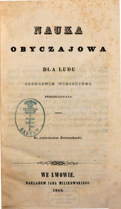 Nauka obyczajowa dla ludu osobliwie wiejskiego przedrukowana