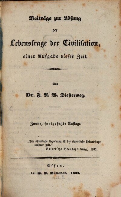 Beiträge zur Lösung der Lebensfrage der Civilisation, einer Aufgabe dieser Zeit