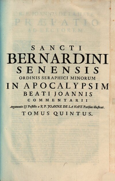 Sancti Bernardini Senensis Ordinis Seraphici Minorum Opera Omnia : Synopsibus Ornata, Postillis Illustrata, Necnon Variis Tractatibus ... locupletata, 5