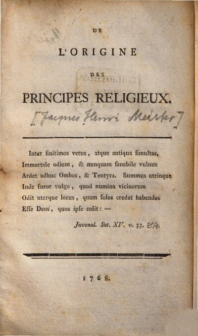 De l'origine des principes religieux
