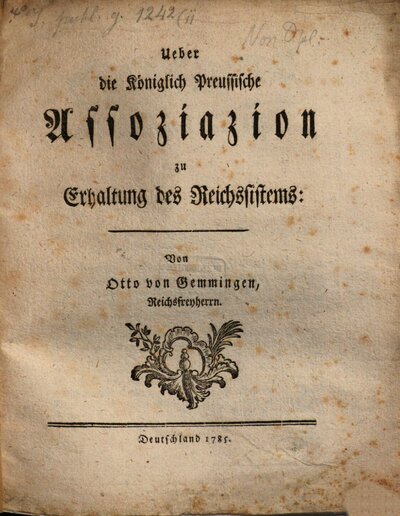 Ueber die Königlich Preussische Assoziazion zu Erhaltung des Reichssistems