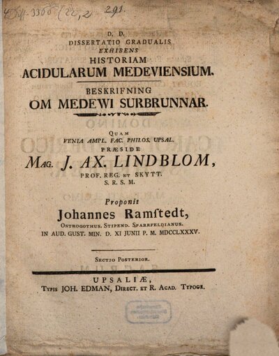 Diss. exhibens historiam acidularum Medeviensium, Sectio posterior