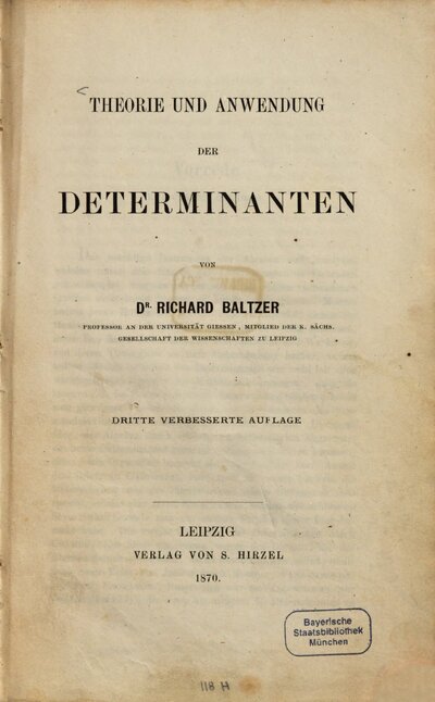 Theorie und Anwendung der Determinanten