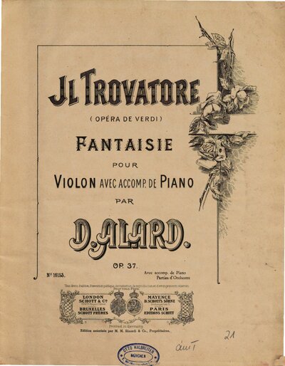 Il trovatore : (opéra de Verdi) ; fantaisie pour violon avec accomp. de piano ; op. 37