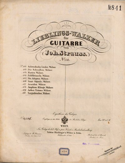 Lieblings-Walzer für Guitarre, 110. Sorgenbrecher : Walzer ; 230tes Werk