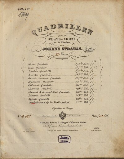 Quadrille aus d. Op. Des Teufels Antheil : 211. Werk