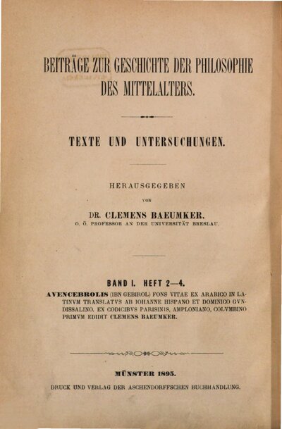 Avencebrolis (Ibn Gebirol) Fons vitae