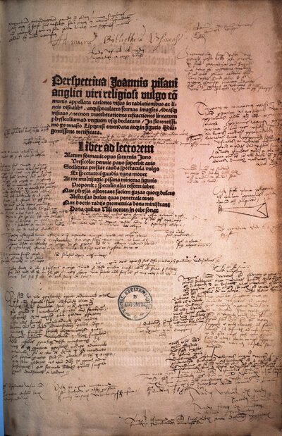 Perspectiva Joannis pisani anglici viri religiosi vulgo communis appellata rationes visus in radiationibus ac lineis visualibus : atque speculares formas imagines, ideasque visivas, nec non reverberationes refractiones linearum physicalium ad unguem usque declarans, In florentissimo gymnasio Liptzensi emendata ...