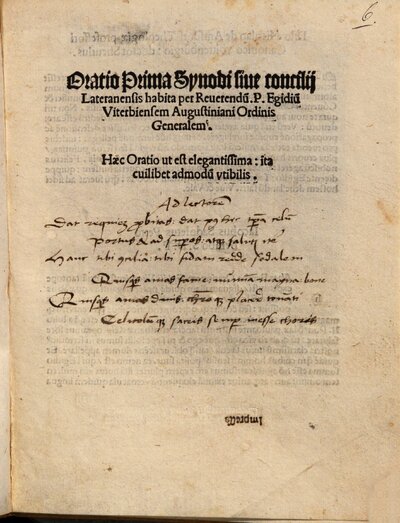 Oratio prima synodi sive concilij lateranensis