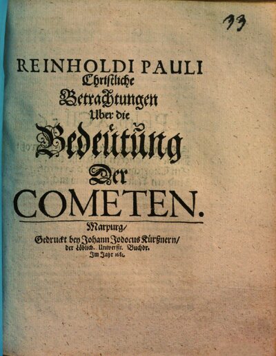 Christliche Betrachtungen über die Bedeutung der Cometen