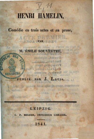 Henri Hamelin : Comédie en trois actes et en prose