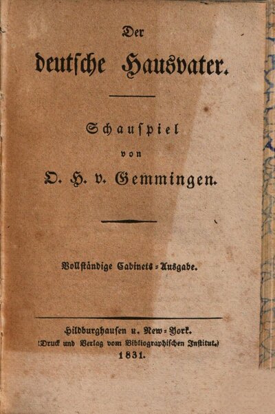 Der deutsche Hausvater : Schauspiel