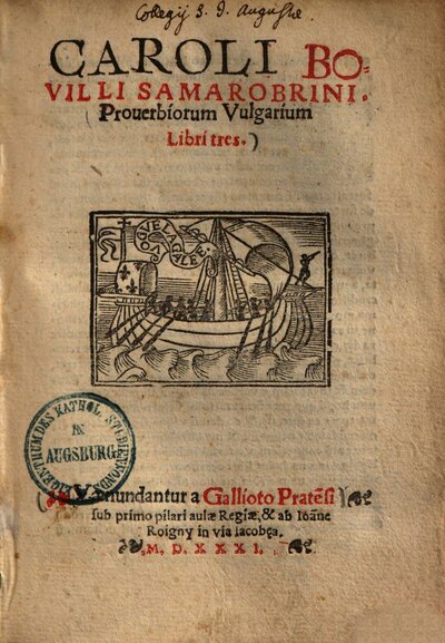 Caroli Bovilli Samarobrini proverbiorum vulgarium : libri tres