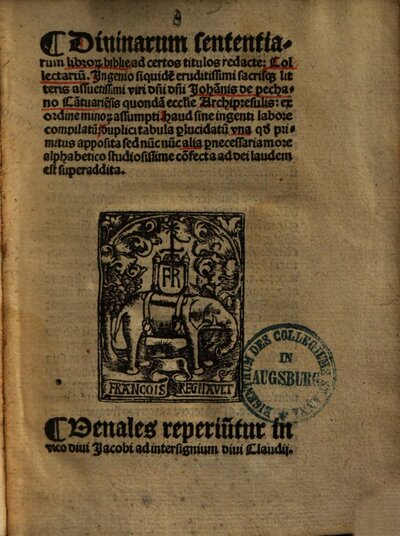 Divinarum sententiarum libro[rum] biblie ad certos titulos redacte collectariu[m]
