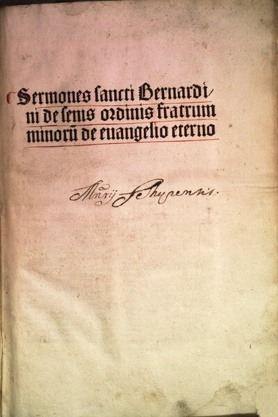 Sermones sancti Bernardini de senis ordinis fratrum minoru[m] de euangelio eterno