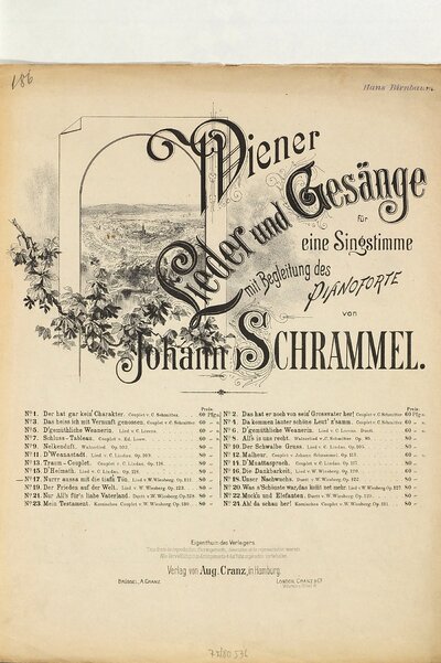 Wiener Lieder und Gesänge : für eine Singstimme mit Begleitung des Pianoforte, No. 17. Nurrr aussa mit die tiaf'n Tön [und aufikrall'n in d' Höh!] : Lied v. W. Wiesberg : Op. 121