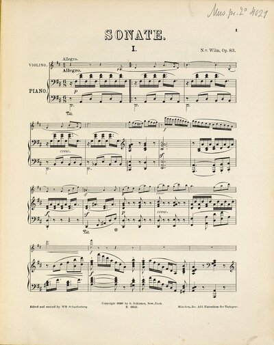 Sonate (N.o 1 D-dur) : für Piano und Violine ; Op. 83