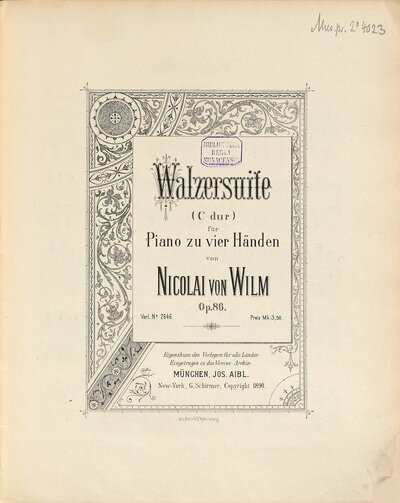 Walzersuite : (C-Dur) ; für Piano zu 4 Hdn. ; op. 86