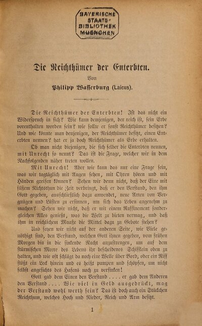 Die Reichthümer der Enterbten