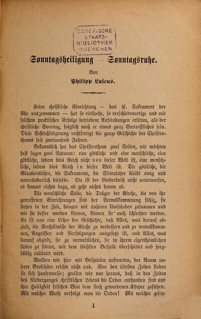 Sonntagsheiligung - Sonntagsruhe
