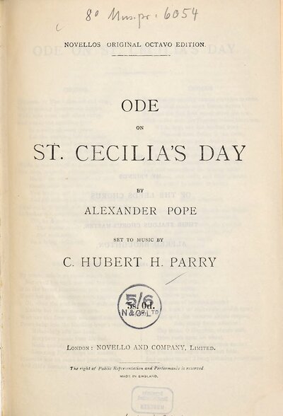 Ode on St. Cecilia's Day : by Alexander Pope