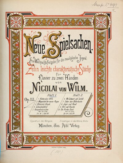 Neue Spielsachen : eine Weihnachtsfestgabe für die musikalische Jugend ; zehn leichte charakteristische Stücke für Klavier zu zwei Händen ; Op. 113, 1. 1. Kletternder Affe. 2. Wiegenlied der neuen Puppe. 3. Bleierner Kosak. 4. Schaukelpferd. 5. Hampelmännchen