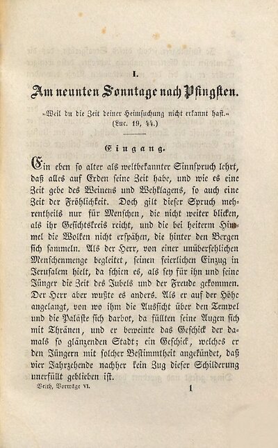 Homiletische Vorträge für Sonn- und Festtage, 6. Vom neunten bis sechzehnten Sonntage nach Pfingsten