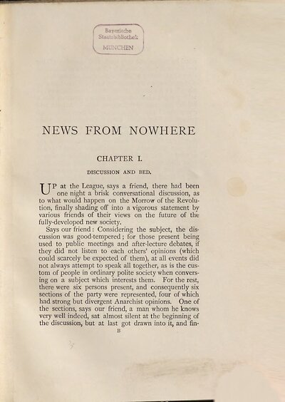 News from Nowhere or An Epoch of rest, being some chapters from a Utopian romance by William Morris