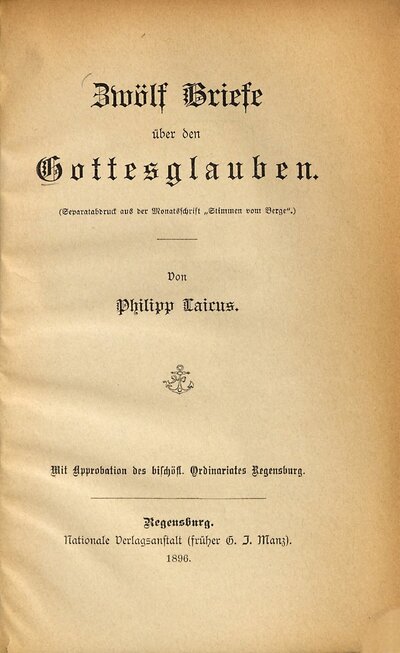 Zwölf Briefe über den Gottesglauben