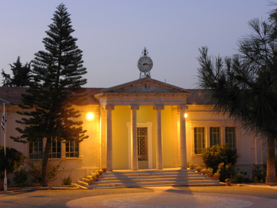 The Primary School illuminated at night