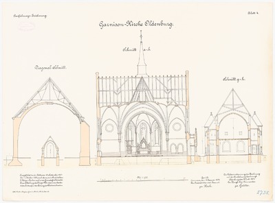 Garnisonskirche, Oldenburg: Querschnitte 1:100
