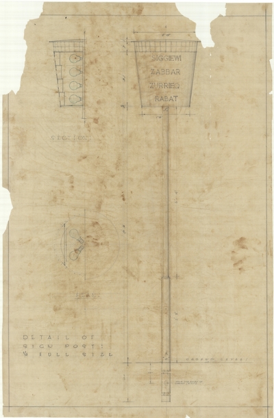 Detail of proposed illuminated sign post