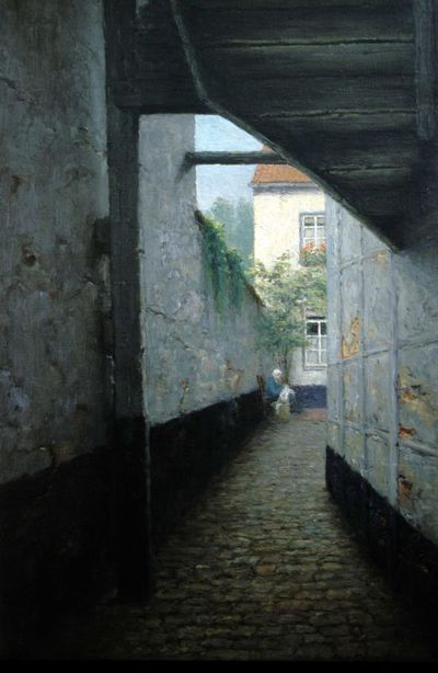 Guillaume Ballewijns (1875-1944), Geboortehuis - Berenstraat Hasselt, s.d., olie op doek.