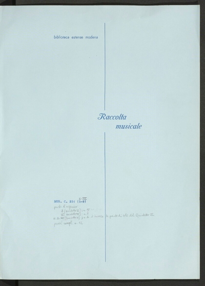 Trois Quintetti pour flûte, violon, 2 alto et violoncelle. Prémière Oeuvre de Quintetti