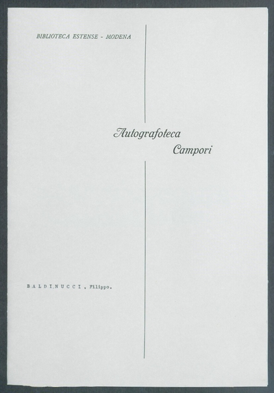 Lettere di Baldinucci, Filippo (1651 - [1692?])