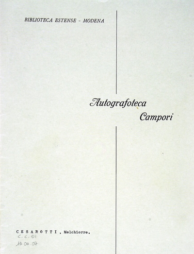 Lettere di Cesarotti, Melchiorre (1772 - 1891)