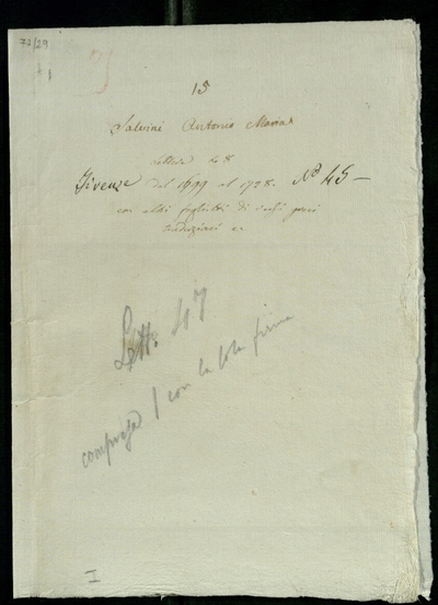 Lettere di Salvini, Antonio Maria a Lodovico Antonio Muratori (1699 - 1728)