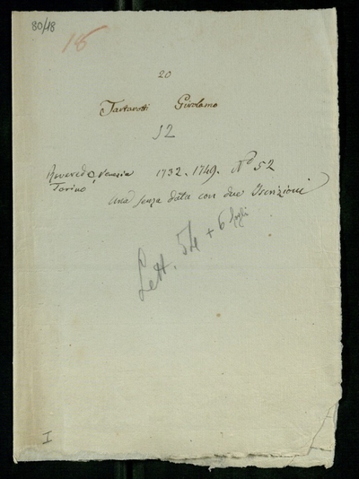 Lettere di Tartarotti, Girolamo a Lodovico Antonio Muratori (1732 - 1749)