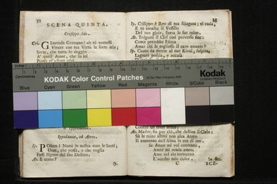 Crisippo, drama for the music of Dr. Grazio BracCrisFerrara to be represented in Ferrara in the Teatro a S. Stefano worthy lords Co. Antonio Maria Paolo and brothers Bonaccossi, with the occasion of the usual fair in May 1710. A