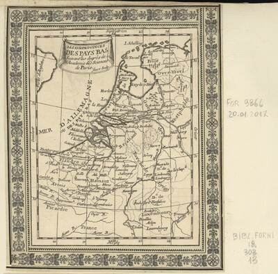 LES XVII PROVINCES DES PAYS BAS Suivant les degrés de l'Academie des Sciences de Paris faure Sculp.(sit)