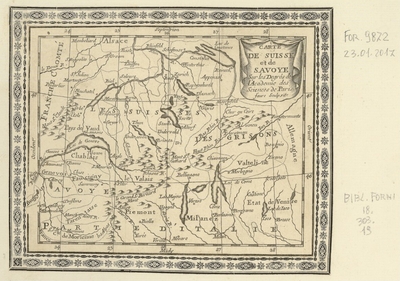 CARTE DE SUISSE et de SAVOYE Sur les Degrès de l'Academie des Sciences de Paris. faure Sculpsit.