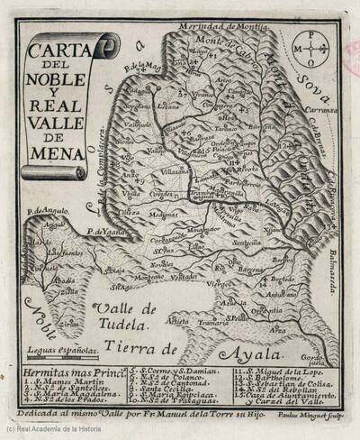 Carta del Noble y Real Valle de Mena [Material cartográfico]Mena (Burgos) (Valle). Mapas generales. 1740Mena (Burgos) (Valle)