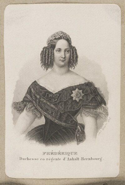 Fryderyka, księżna współregentka Anhalt-Benbourg (w: Almanach de Gotha 1862)